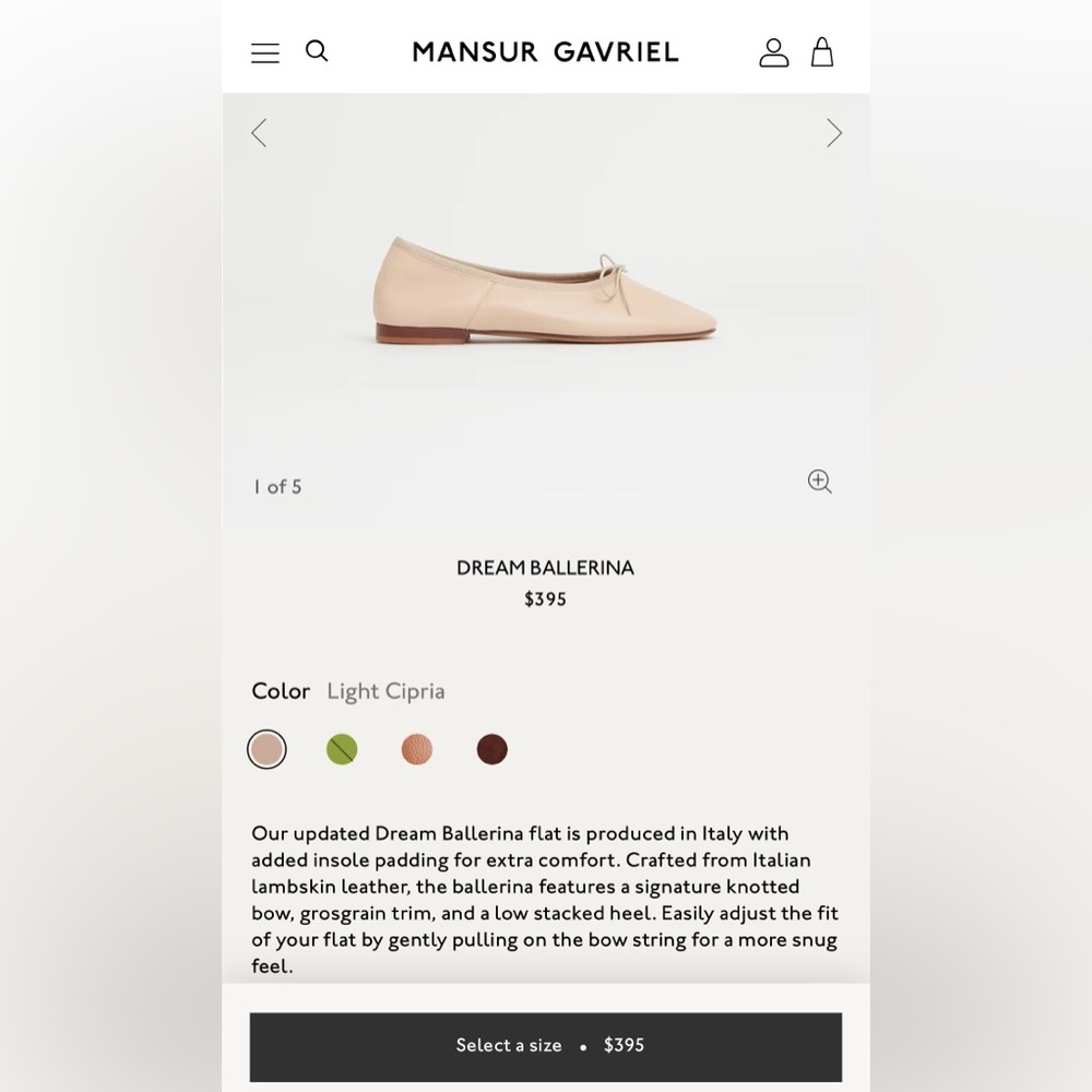 Mansur Gavriel Dream Ballerina in Light Cipria sz 38 - Picture 4 of 4
